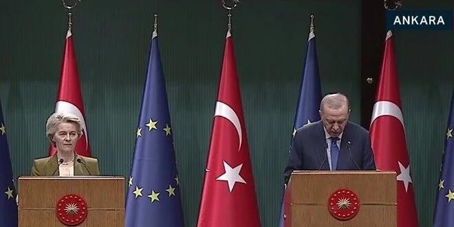 Cumhurbaşkanı Erdoğan, Ankara'yı ziyaret eden Avrupa Birliği Komisyonu Başkanı Ursula