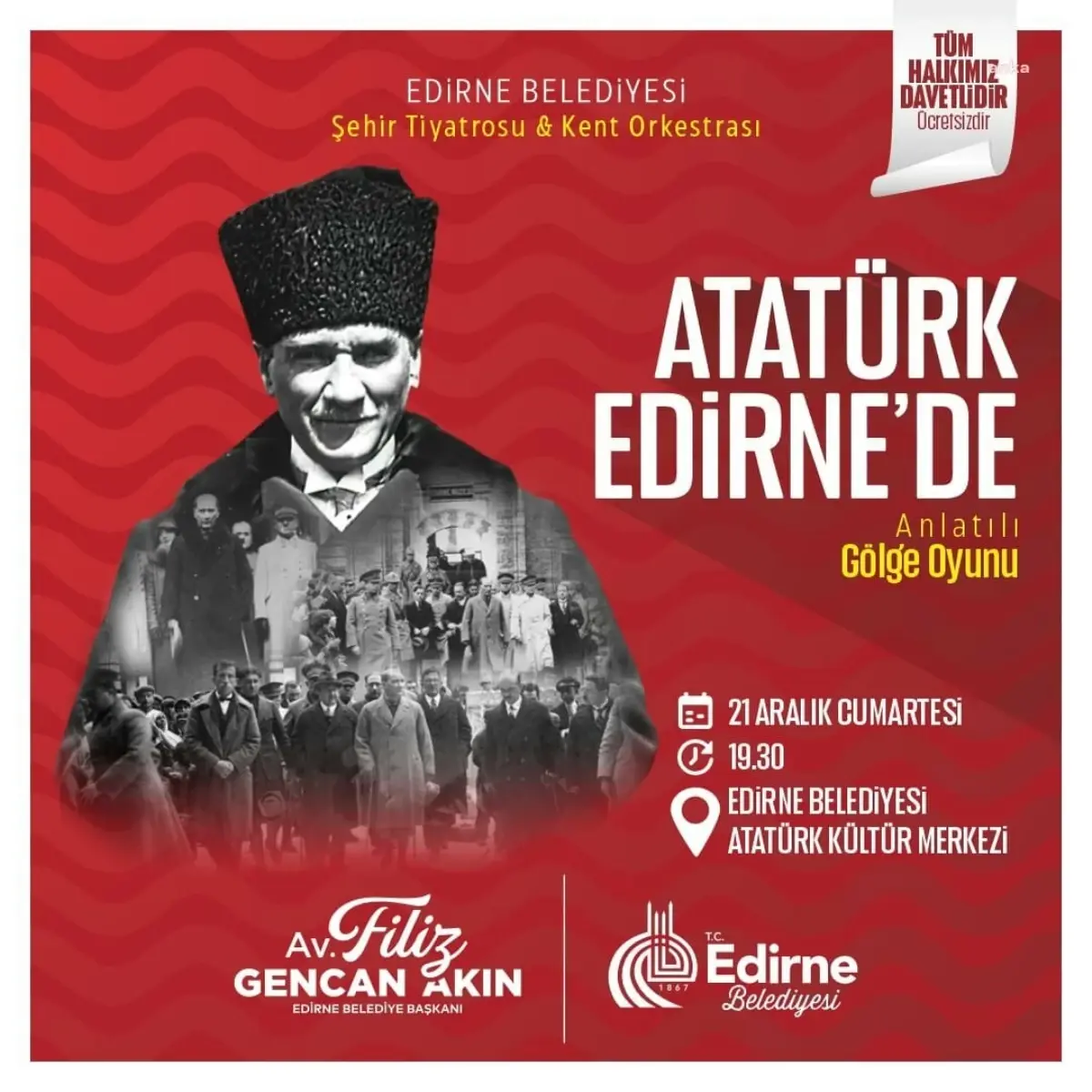 Edirne'de düzenlenen Atatürk'ü Anma Etkinliği, Ulu Önderimizin anısını yaşatmak ve