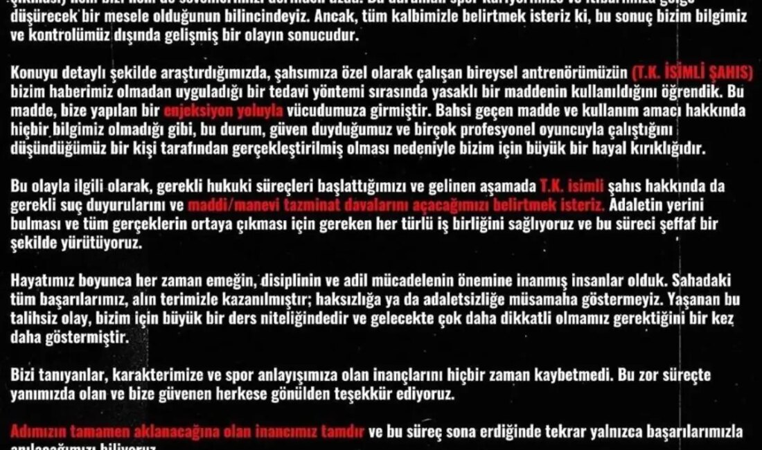 Emirhan Delibaş ve Berkay Vardar'a doping cezası ile ilgili son