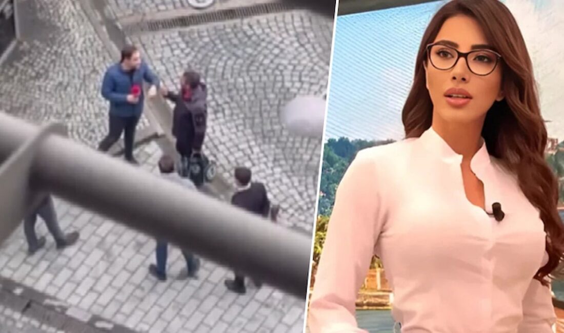 Haber sunucusu Ela Rumeysa Cebeci, çalıştığı kurumun önüne gelen ve