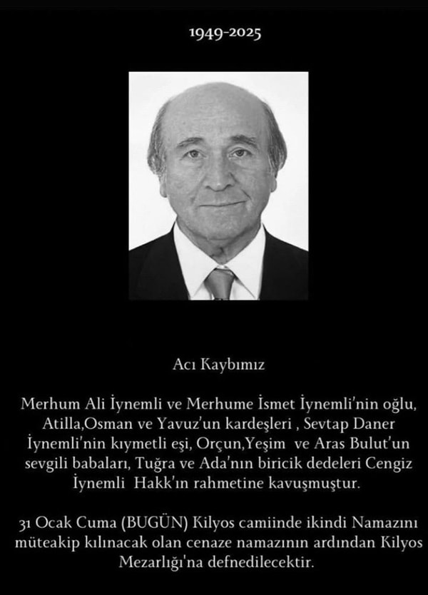 Aras Bulut İynemli'nin Babası Cengiz İynemli Vefat Etti
