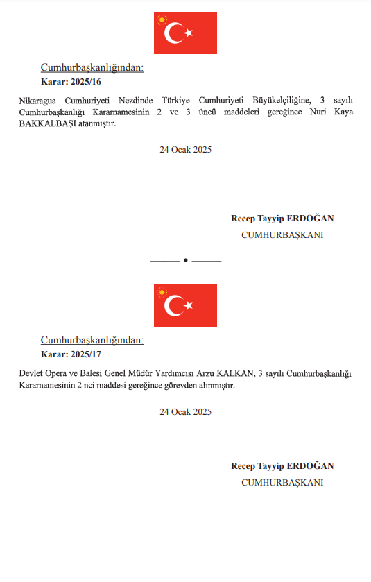 Atama ve Görevden Alma Kararları Resmi Gazete'de Yayımlandı