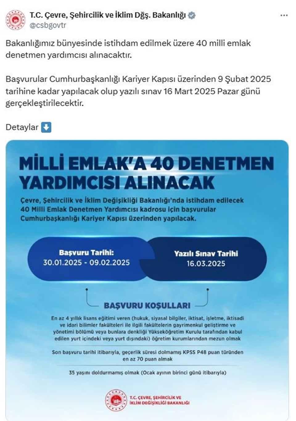 Denetmen Yardımcısı Alım Duyurusu