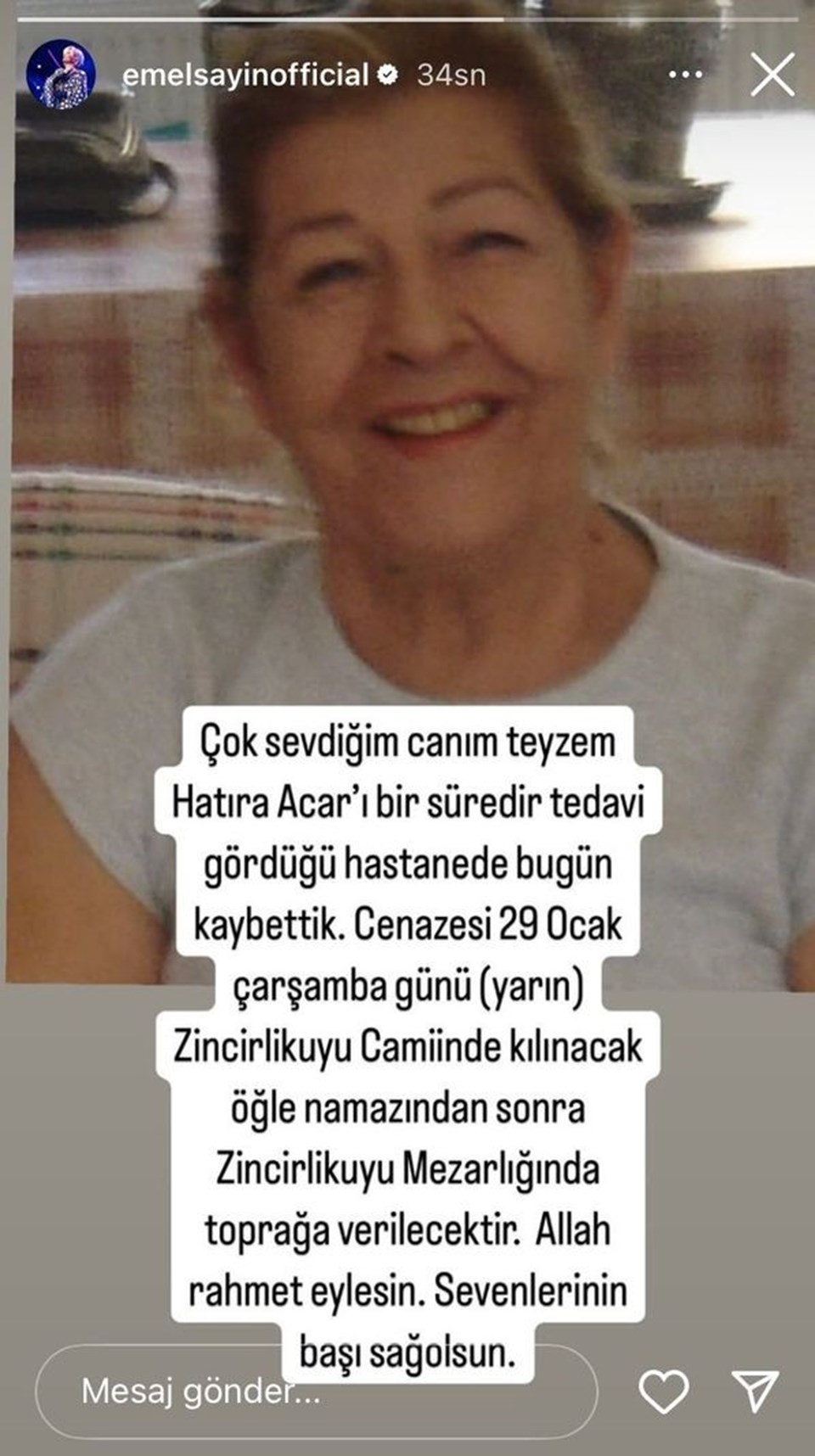 Emel Sayın'ın Acı Kaybı