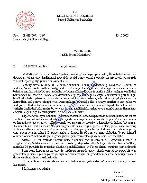 Geçici Görev Yolluğu ve Memuriyet Mahalli Hakkında Bilgiler