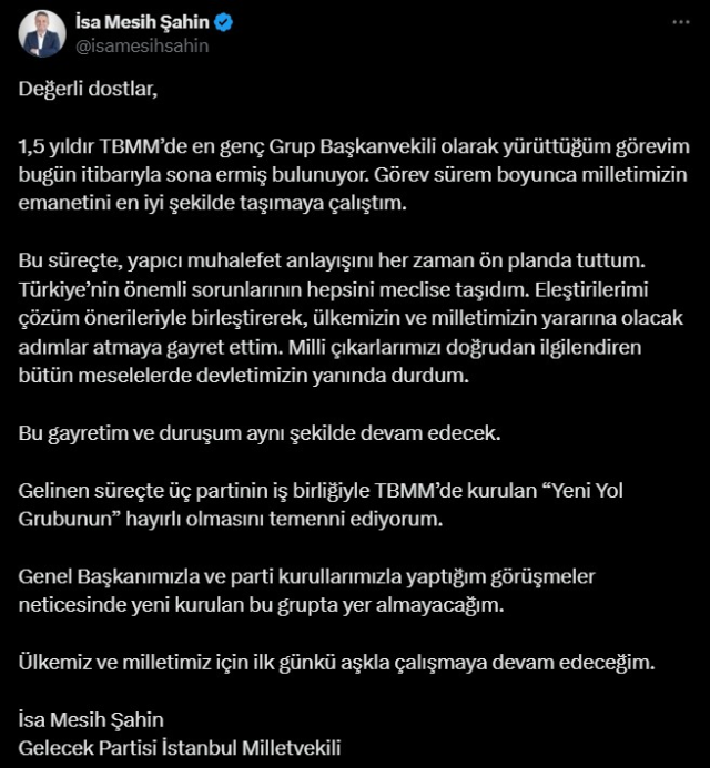 Gelecek Partisi'nden Önemli Açıklama