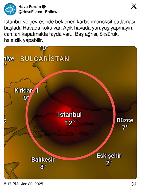 İstanbul'da Karbonmonoksit Patlaması Uyarısı ve Hava Kirliliği