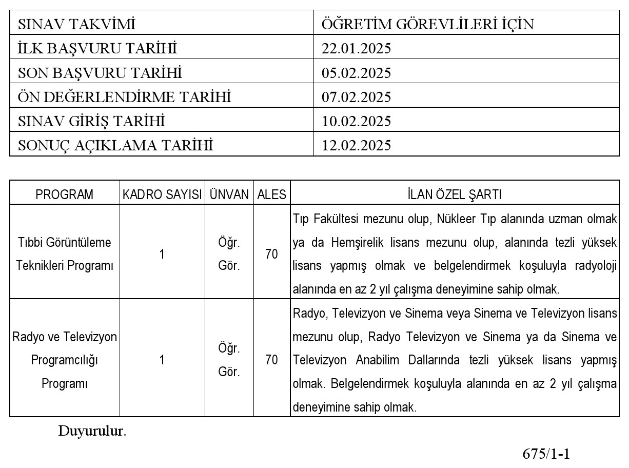 İzmir Kavram Meslek Yüksekokulu Müdürlüğünden Duyuru