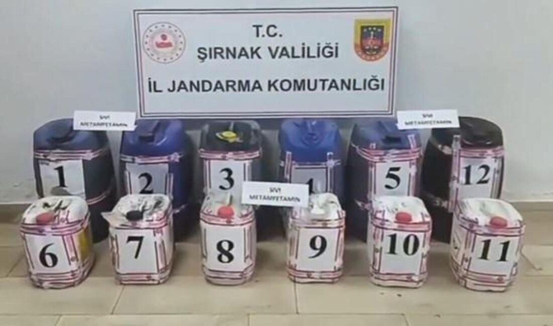 Şırnak'ta düzenlenen Narkokapan-11 Operasyonu'nda, 375 litre sıvı metamfetamin ele geçirildi.