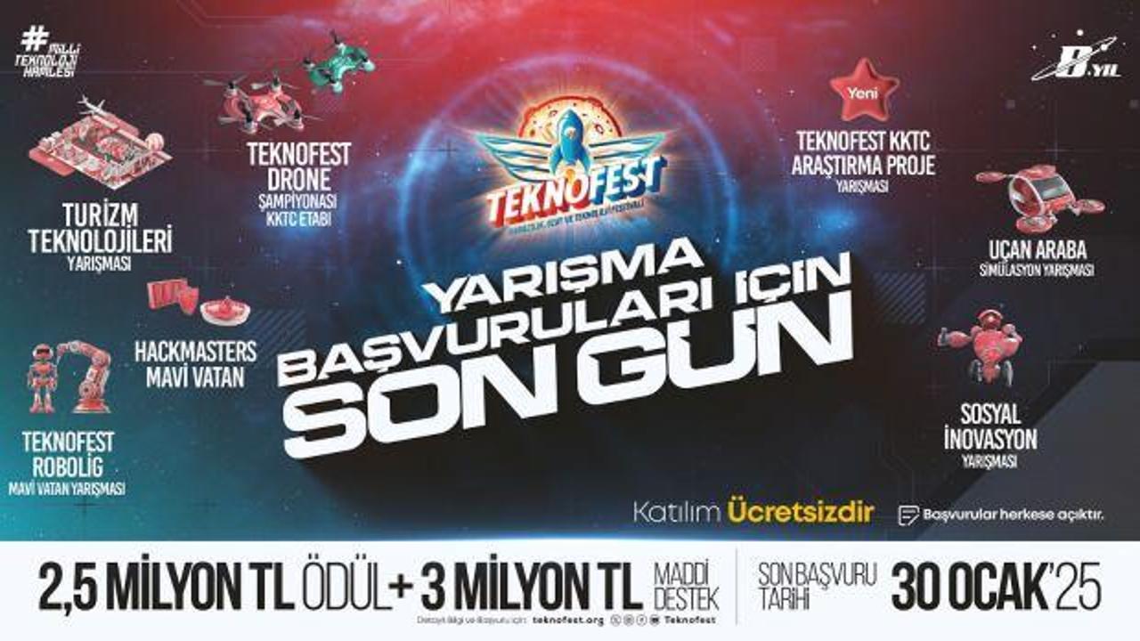 TEKNOFEST KKTC Teknoloji Yarışmaları için başvurularınızı yapmayı unutmayın! Son gün