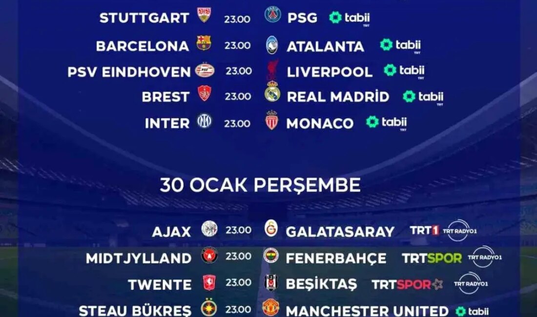 UEFA Şampiyonlar Ligi ve Avrupa Ligi'nin heyecan dolu maçlarını canlı