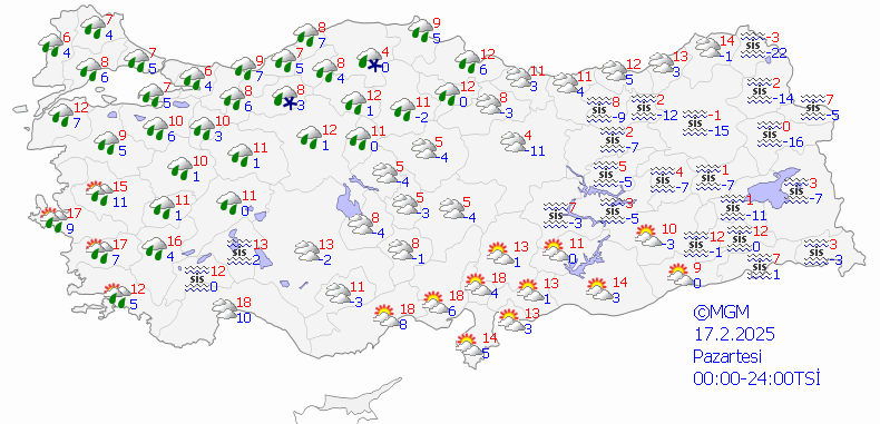 14 Şubat 2025 Hava Durumu Tahminleri