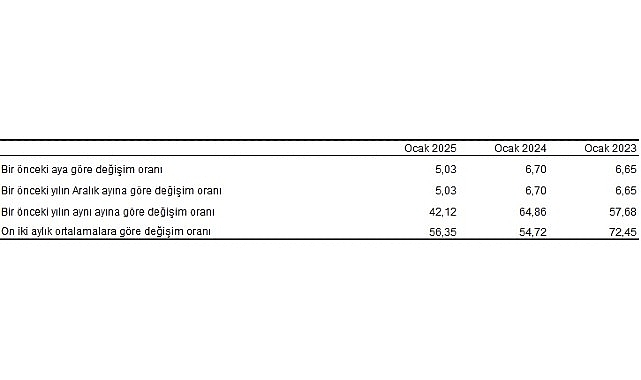 2025 yılı Ocak ayı Tüketici Fiyatları Endeksi raporunda, enflasyon oranları,