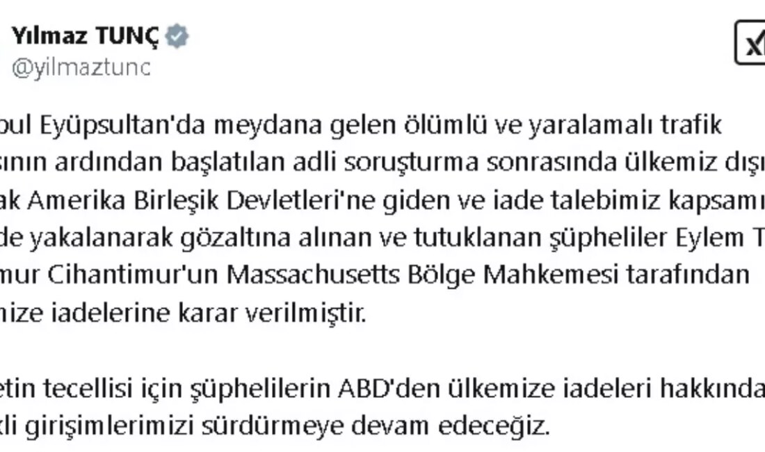 Adalet Bakanı Yılmaz Tunç, ABD'de yakalanan şüphelilere ilişkin önemli açıklamalarda