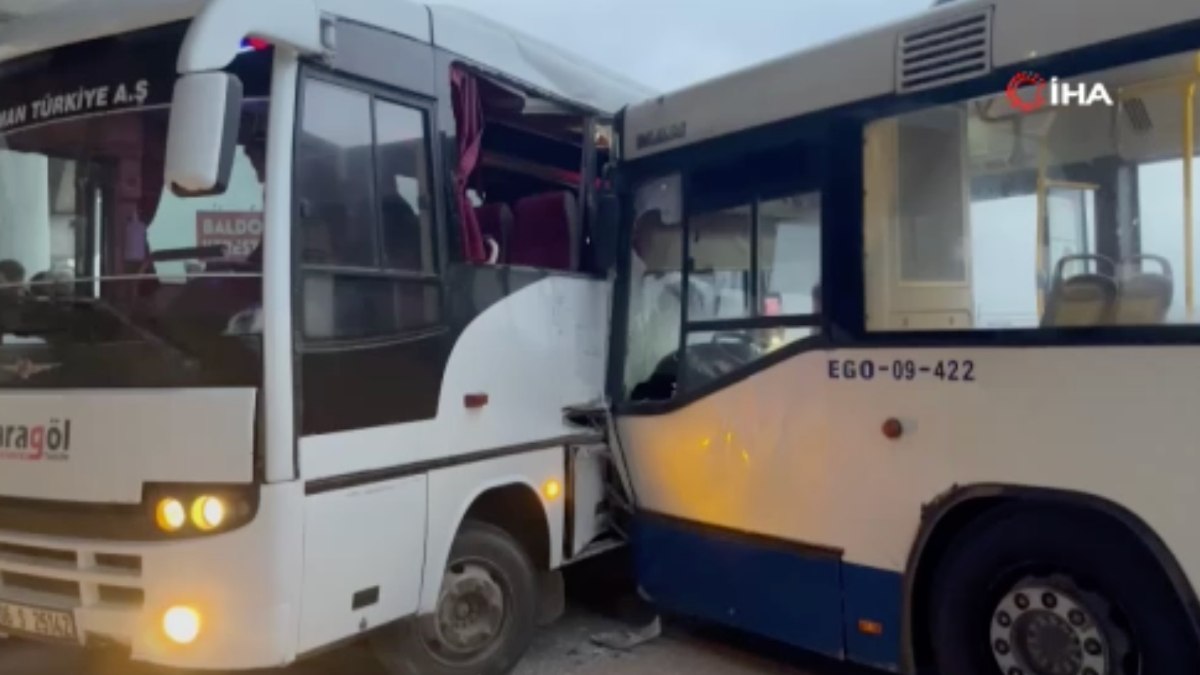 Ankara'da EGO otobüsü ile bir servis aracının çarpıştığı kaza, hem