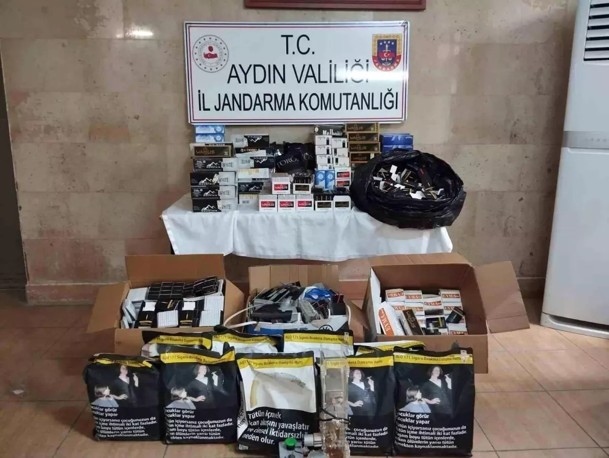 Germencik'te yapılan operasyonda 10 kilo bandrolsüz tütün ve 40 bin