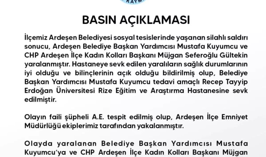 Rize'de Belediye Başkan Yardımcısı ve CHP Kadın Kolları Başkanı'nı silahla