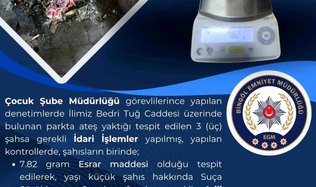 Bingöl'de gerçekleştirilen uyuşturucu operasyonunda 7.82 gram esrar ele geçirildi. Detaylar
