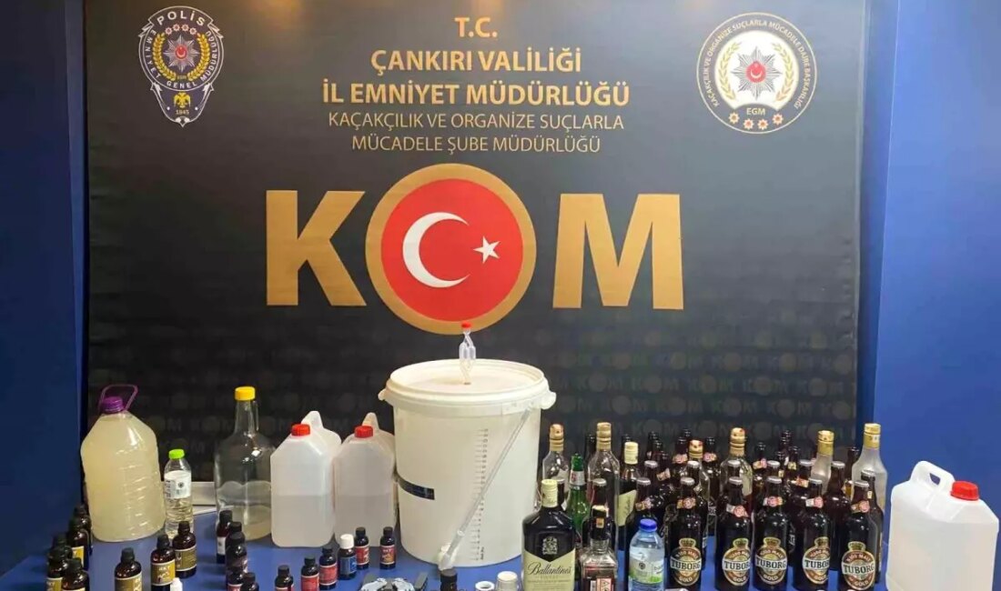 Polis, Çankırı'da uydurma alkol ve materyallerle ilgili operasyonda 5 kişiyi