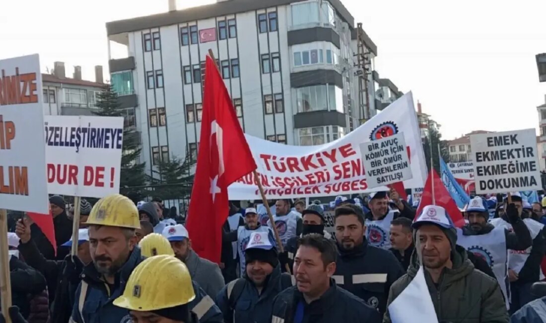 Çayırhan Termik Santrali'nde maden işçileri, özelleştirmeye karşı seslerini yükseltmek için