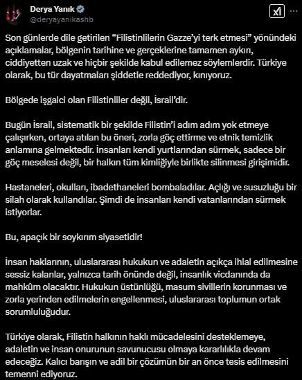 Derya Yanık'tan Trump'ın Gazze Planına Sert Tepki