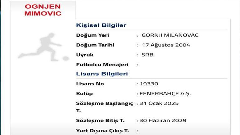 Fenerbahçe'den Ognjen Mimovic Transferi