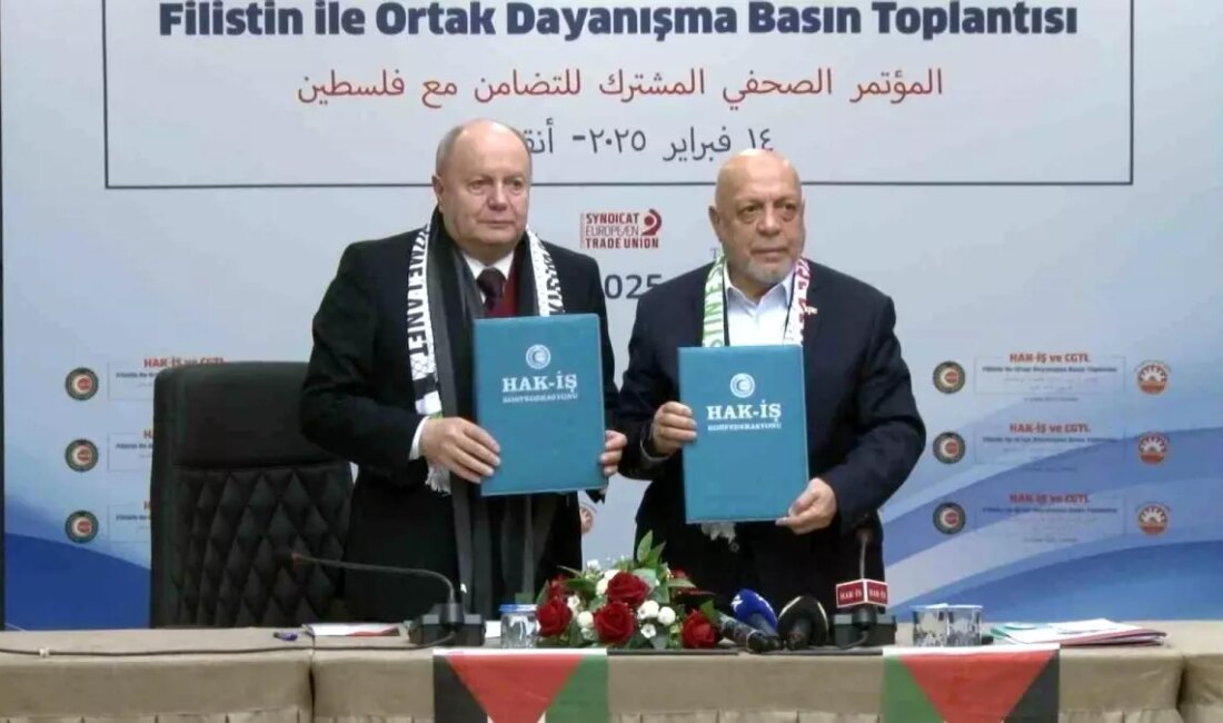 HAK-İŞ ve CGTL, Filistin'e destek vermek amacıyla bir araya geldi.