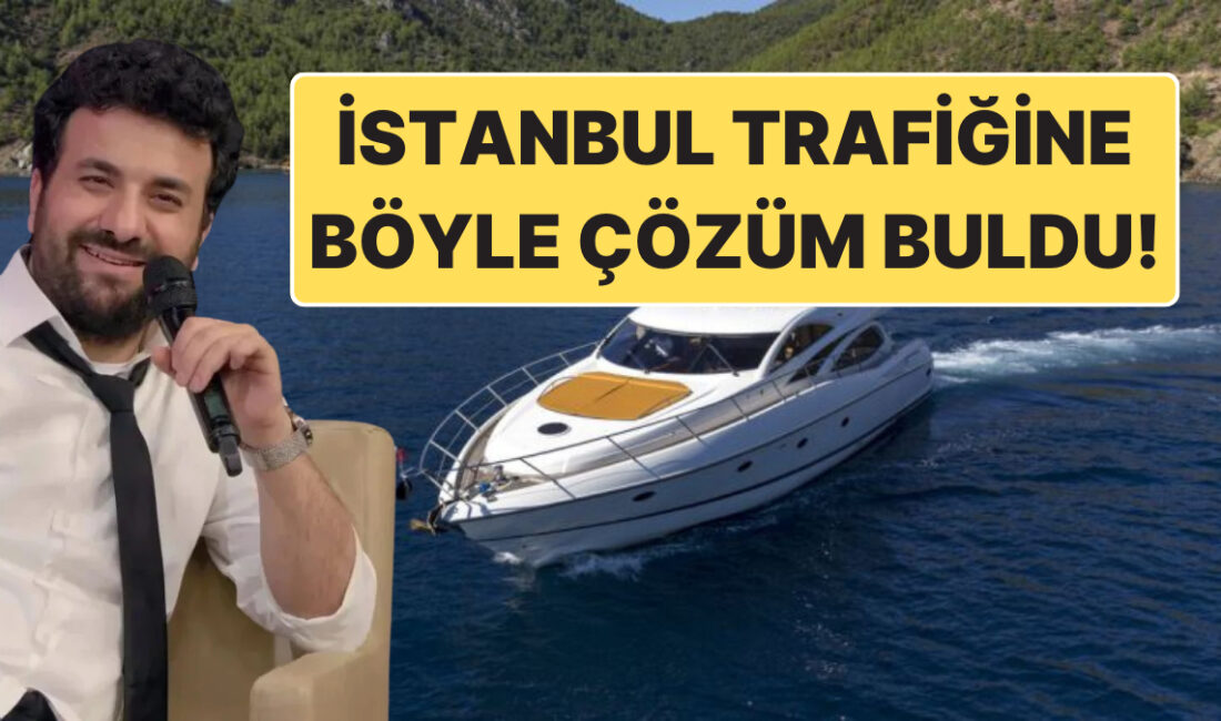Hasan Can Kaya, trafiği geride bırakmak için tekneyle geldi! Eğlenceli