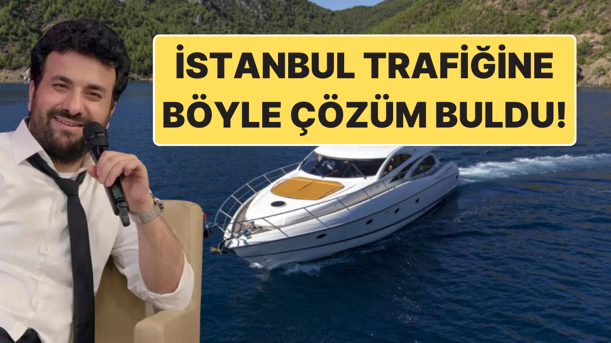 Hasan Can Kaya, trafiği geride bırakmak için tekneyle geldi! Eğlenceli
