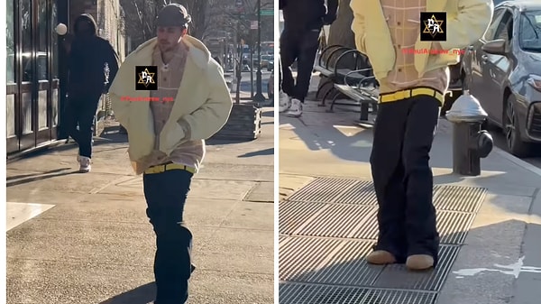Justin Bieber'ın Düşük Bel Pantolonuyla Yürüyüş Mücadelesi