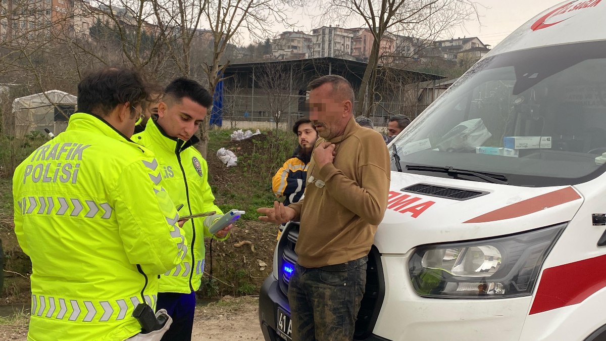 Kocaeli'de meydana gelen kazada bir araç Bıçkı Deresi'ne uçtu. Sürücü,