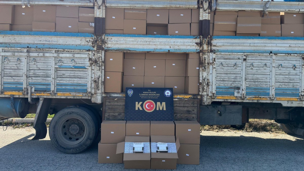 Konya'da düzenlenen büyük bir operasyonda, 7 milyon liralık kaçak makaron