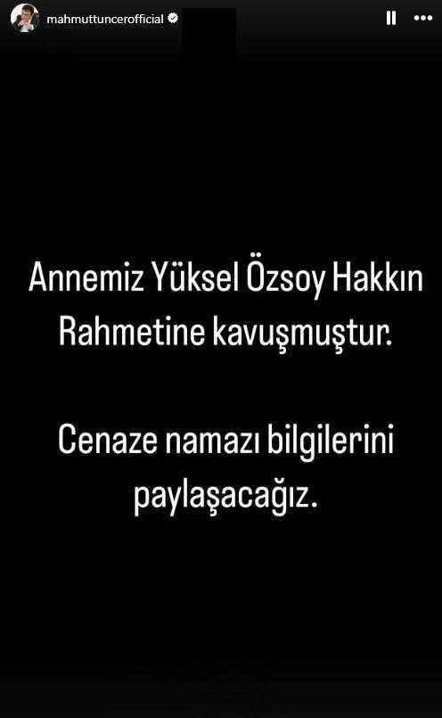 Mahmut Tuncer'in Annesi Yüksel Özsoy'un Vefatı