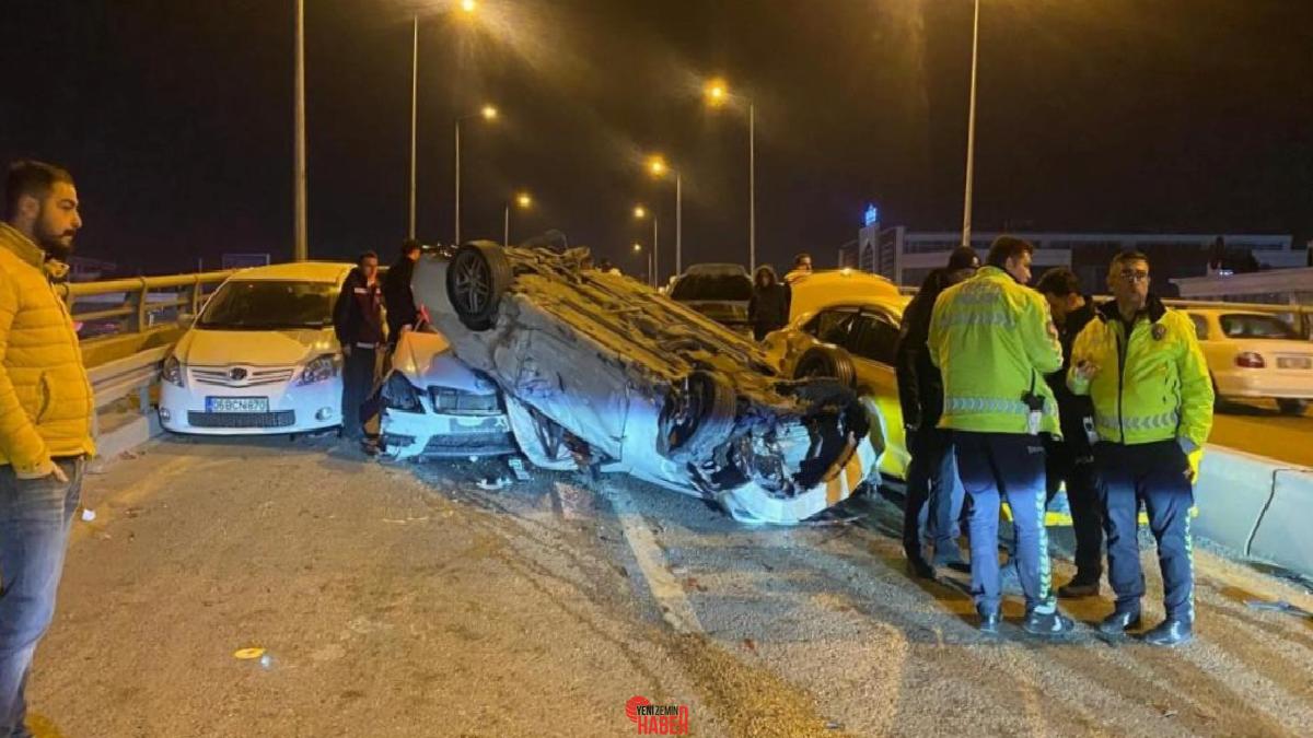 Ankara'da 9 aracın karıştığı zincirleme trafik kazasında yaralanan 4 kişi