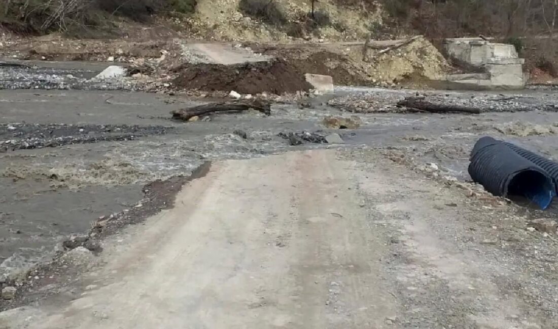 Kastamonu'nun Çatalzeytin ilçesinde eriyen kar suları nedeniyle heyelan meydana geldi,
