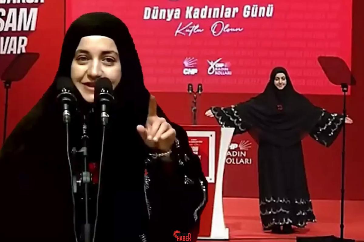 CHP'nin 8 Mart Dünya Kadınlar Günü etkinliğinde konuşan depremzede Pınar