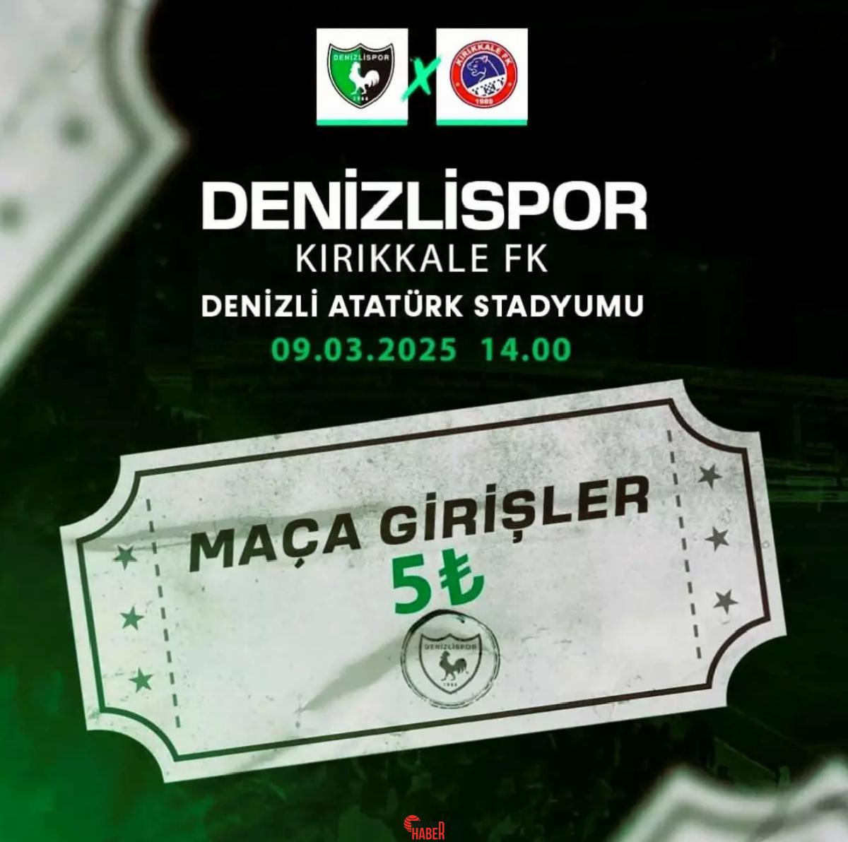 Denizlispor, Kırıkkale FK maçının bilet fiyatlarını 5 TL'ye düşürdü. Taraftarlar