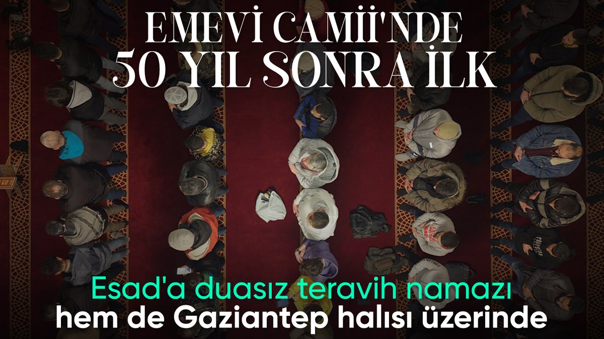 Tarihi Emevi Camii’nde teravih namazı için toplanan Suriyeliler, 50 yıl