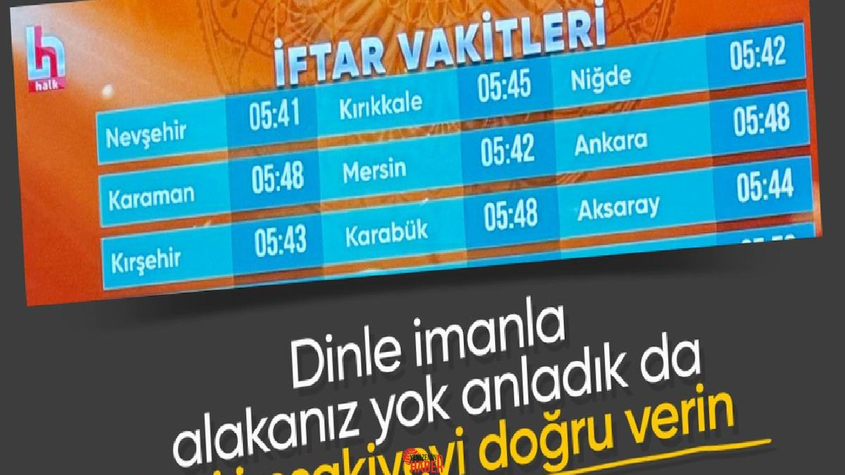Ramazan ayı kapsamında ekranlara kentlerin imsak vakitleri getirilirken, yayınlanan tablonun