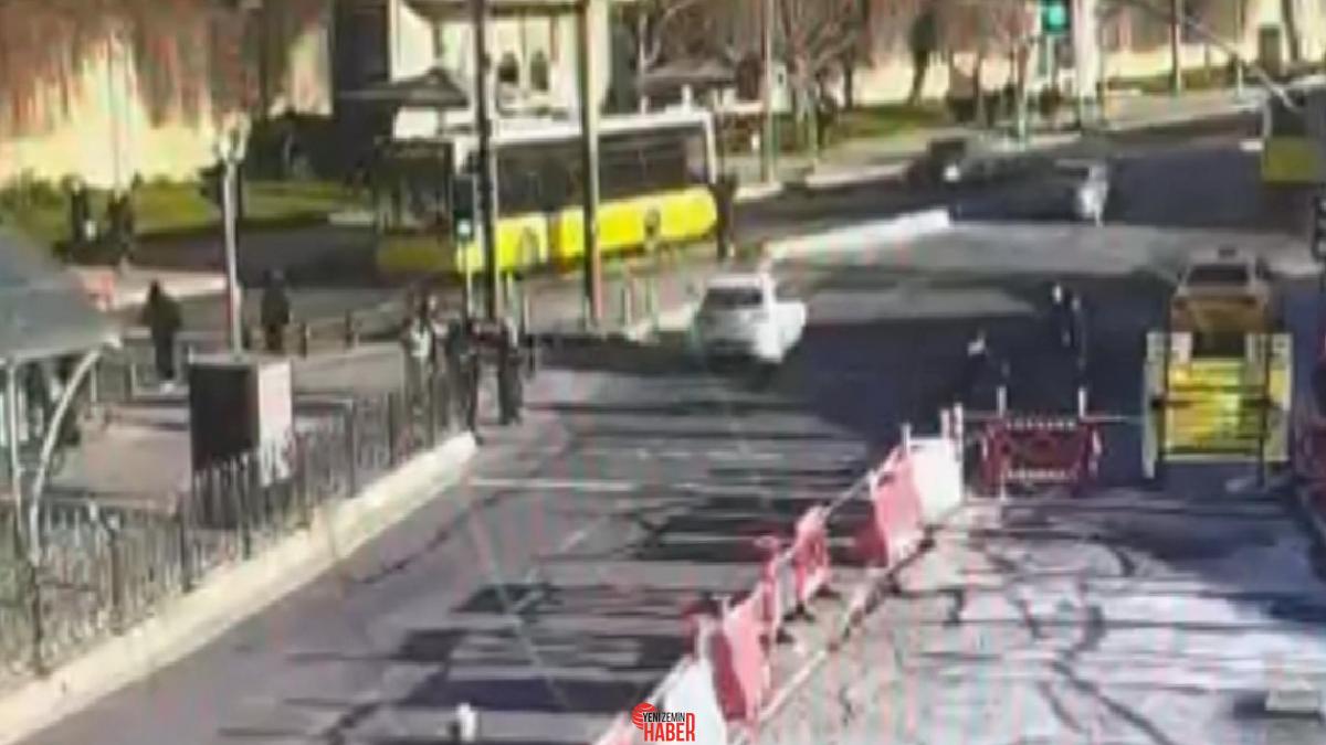 Kabataş'ta kırmızı ışık ihlali yapa arabanın çarptığı yaya, havada taklalar