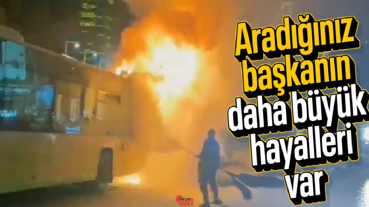 Şişli Büyükdere Caddesi'nde seyir halindeki İETT otobüsünde yangın çıktı. Etraftakiler