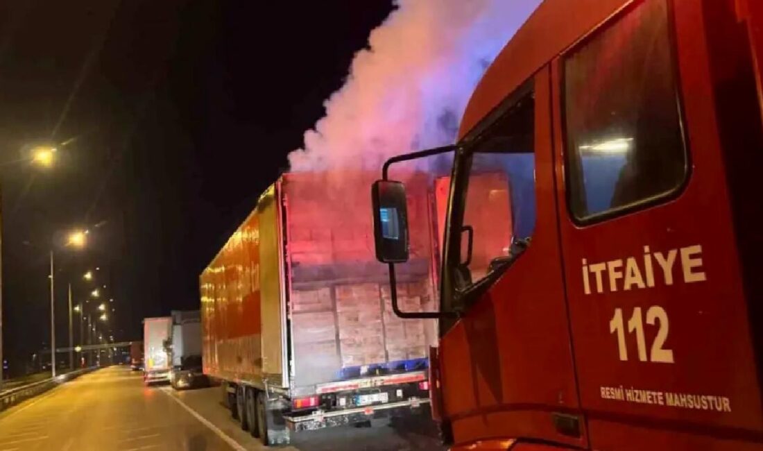 Amasya Merzifon'da kuruyemiş yüklü TIR'da çıkan yangın itfaiye tarafından söndürüldü.