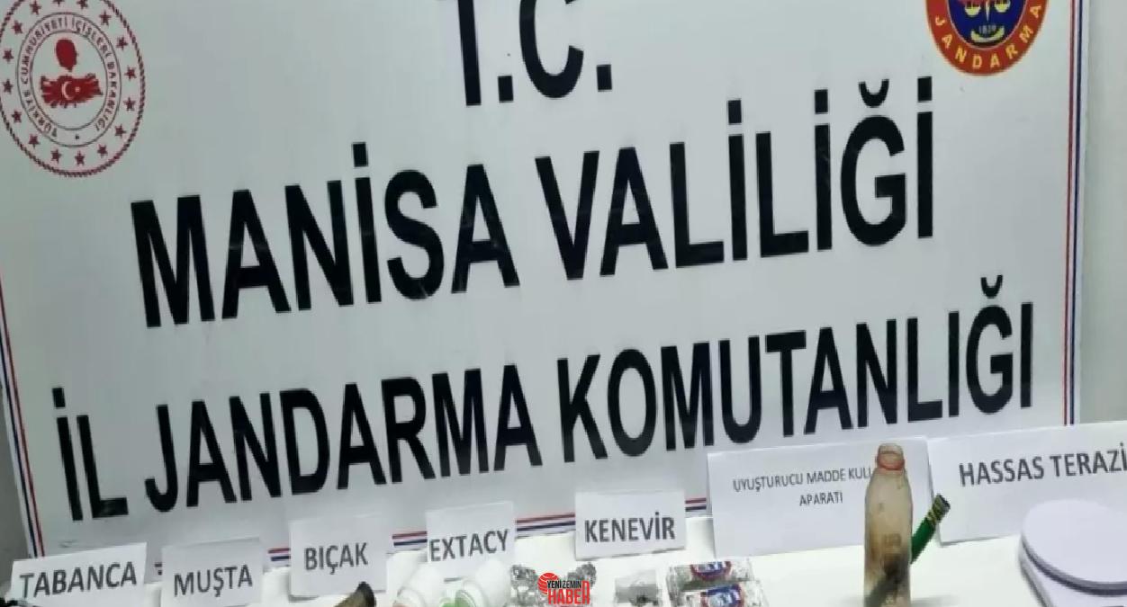 Soma'da jandarma, 5 şahsa uyuşturucu ve ruhsatsız tabanca ile operasyon
