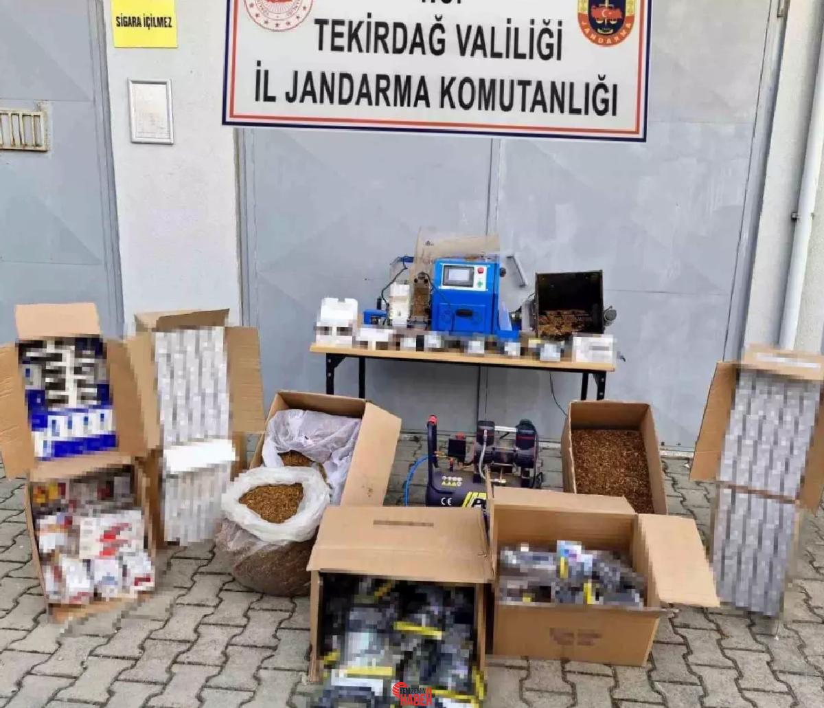 Tekirdağ'da jandarma, ruhsatsız silahlar ve uyuşturucu unsur ile kaçak tütün