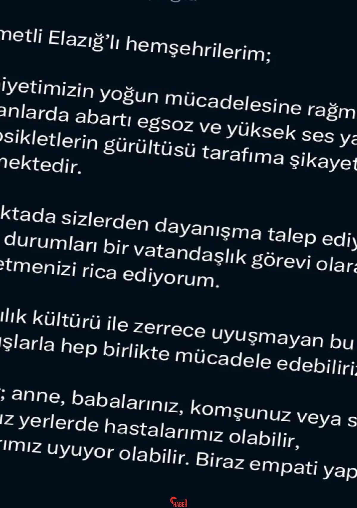Elazığ Valisi Numan Hatipoğlu, gürültü yapan motosikletler için vatandaşları ihbarda
