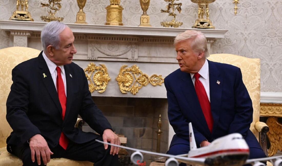 ABD Başkanı Trump ve İsrail Başbakanı Netanyahu bir grup gazetecinin