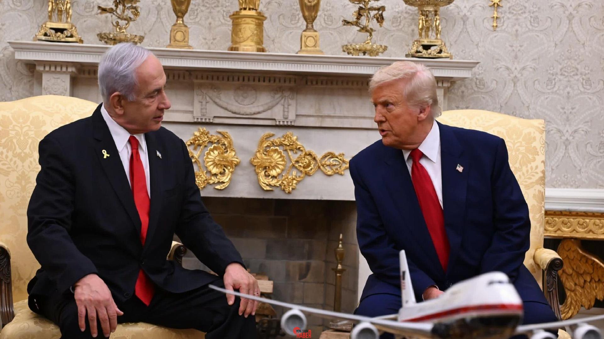 ABD Başkanı Trump ve İsrail Başbakanı Netanyahu bir grup gazetecinin