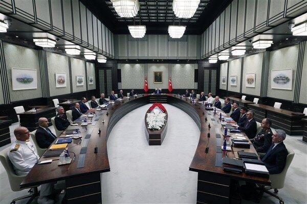 Milli Güvenlik Kurulu, Cumhurbaşkanı Recep Tayyip Erdoğan’ın başkanlığında Cumhurbaşkanlığı Külliyesi’nde