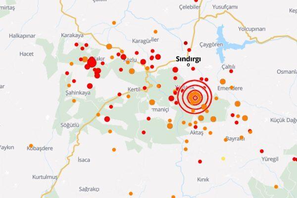 Boğaziçi Üniversitesi Kandilli Rasathanesi ve Deprem Araştırma Enstitüsü (KRDAE) verilerine