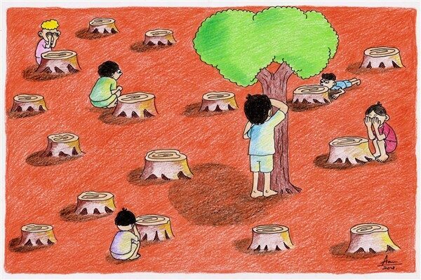 Aydın Doğan Uluslararası Karikatür Yarışması kapsamında hazırlanan “Küllerinden Doğan Umut”